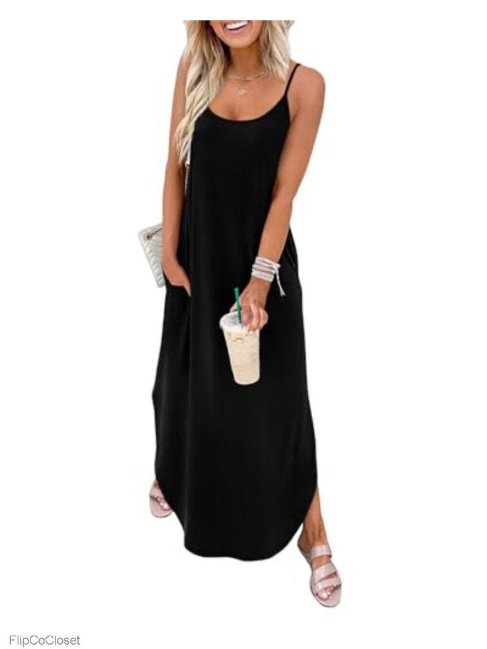 Women's Casual Maxi Dress Spaghetti Strap Summer Vacation Outfit